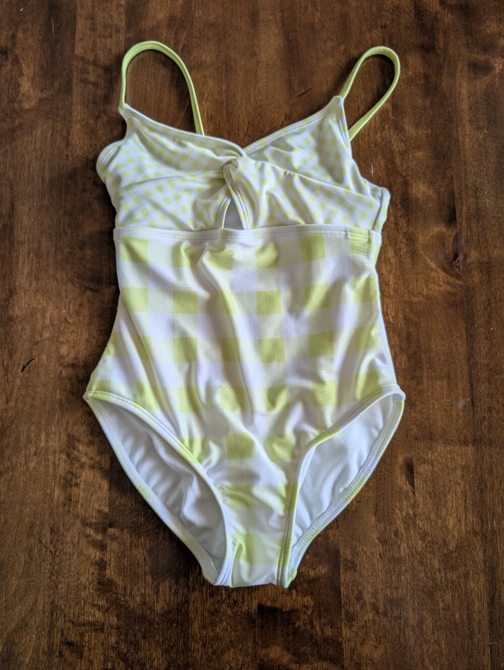 Cat & Jack Yellow Gingham Knot-Front One-Piece Swimsuit/ Girl 8
